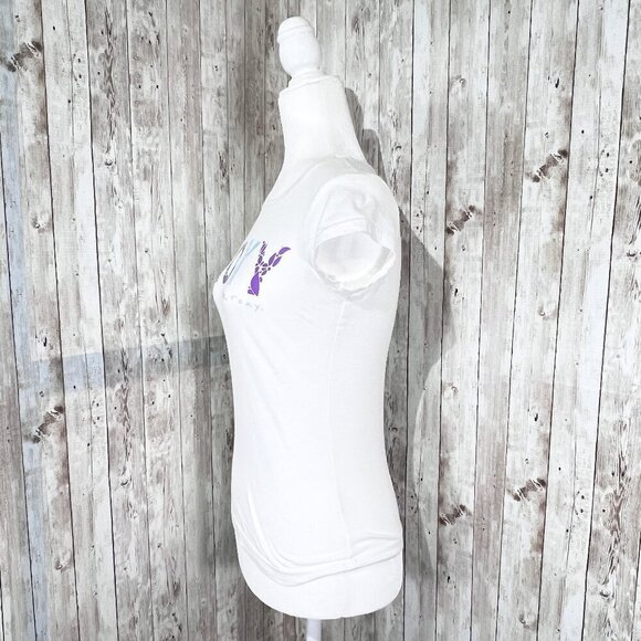 Roxy Short Sleeve Graphic Tee | White | Crew Neck | Small | Leaves Bird | Y2K - Picture 2 of 10